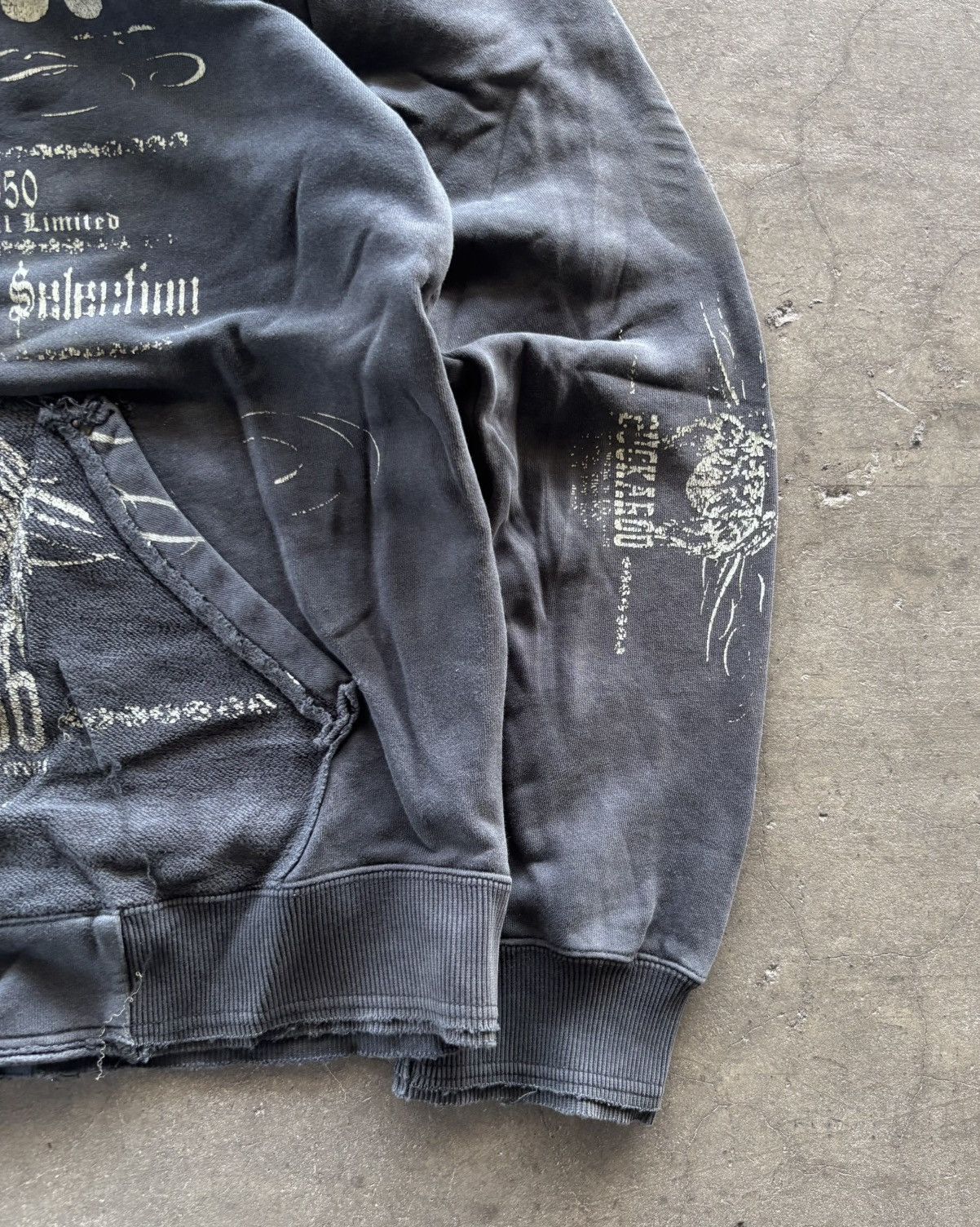 If Six Was Nine × Japanese Brand × Le Grande Bleu (L.G.B.) 2000s Buckaro Poem Faded Black Zip Up Hoodie Size US L / EU 52-54 / 3 - 2 Thumbnail