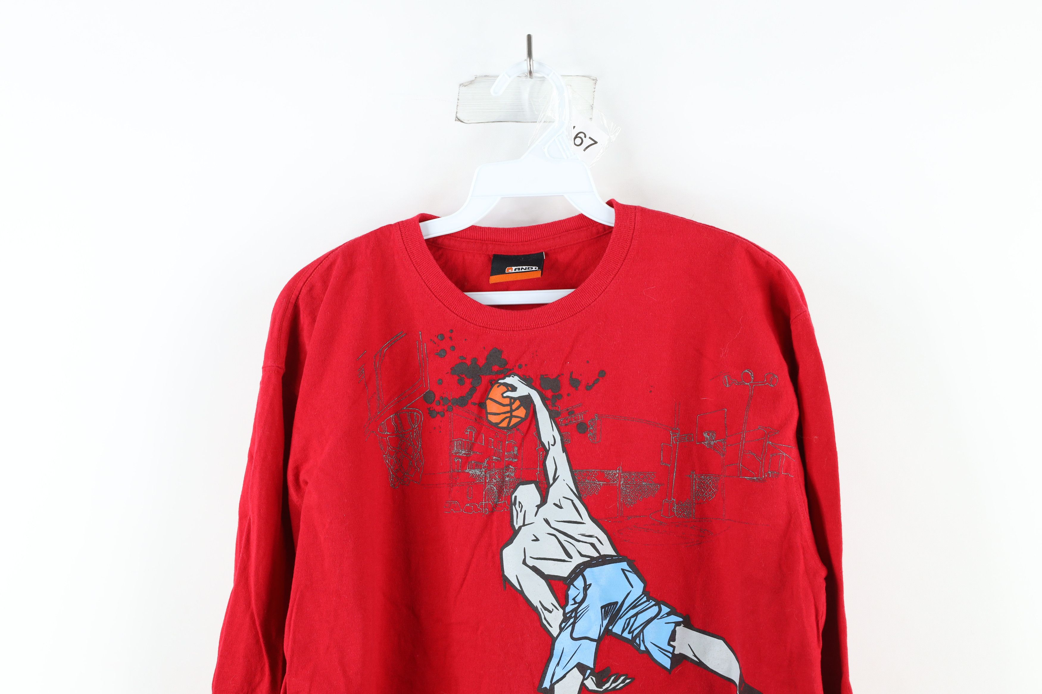 Vintage Vintage 90s AND1 Basketball Out Long Sleeve T-Shirt Red Size US M / EU 48-50 / 2 - 2 Thumbnail