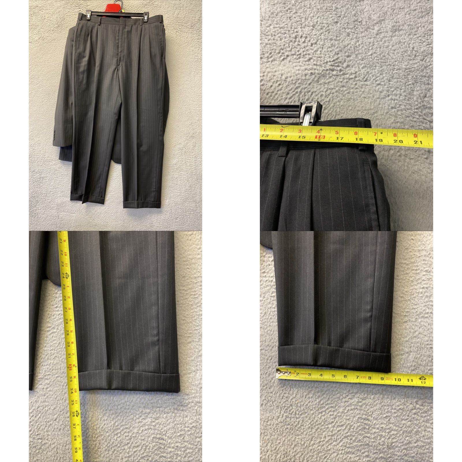 Southwick Southwick Wool Suit 43 R Pants 38x34 Men’s Gray Stripped USA 2 Piece Regular Wool Suit Size 46R - 10 Thumbnail