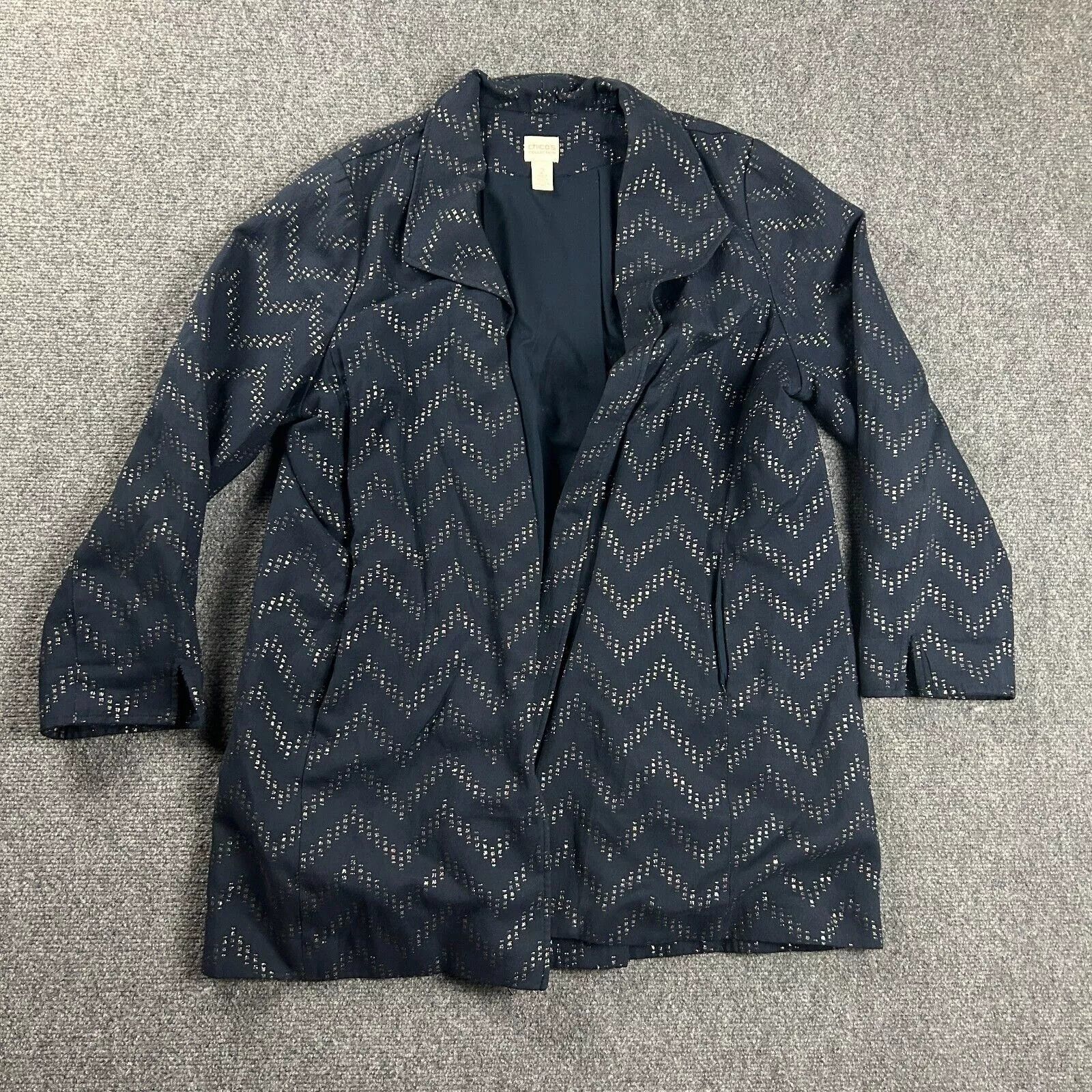 Chicos Chico's Blazer Womens 2 US Medium Open Front Jacket Metallic Size M / US 6-8 / IT 42-44 - 1 Thumbnail