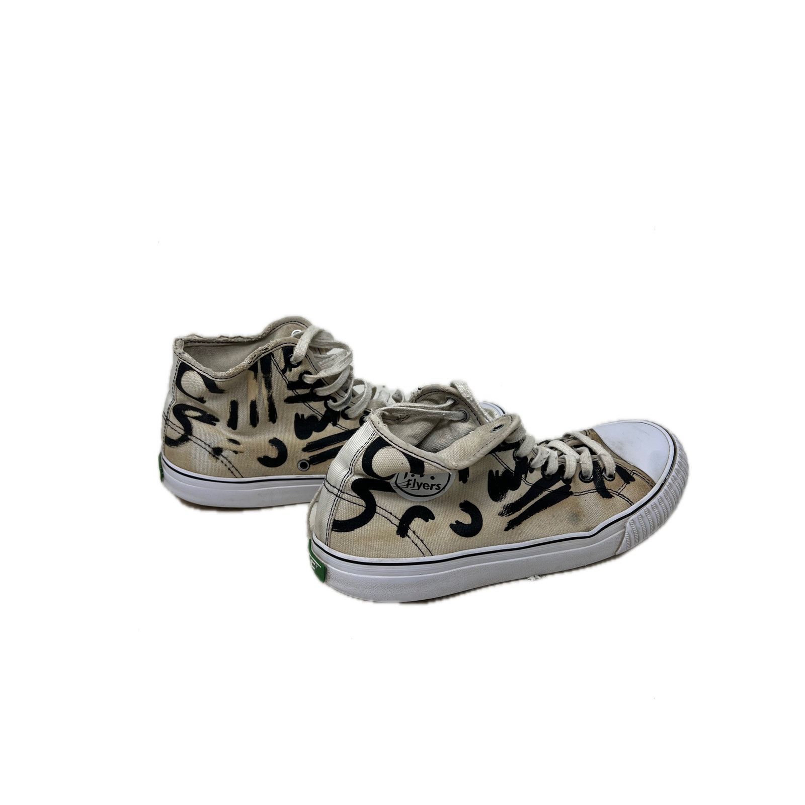 P.F. Flyers PF Flyers White Graffiti High Top Canvas Sneakers Mens 7.5 Size US 7.5 / EU 40-41 - 3 Thumbnail