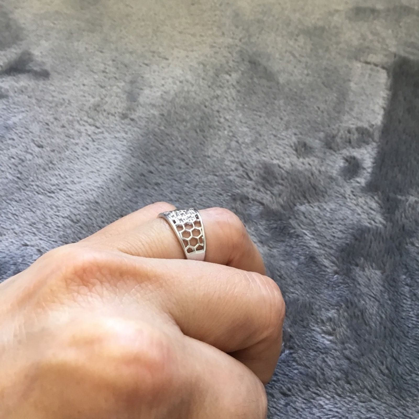 Other Sterling Silver Honeycomb Bee Crystals Ring Size ONE SIZE - 9 Thumbnail