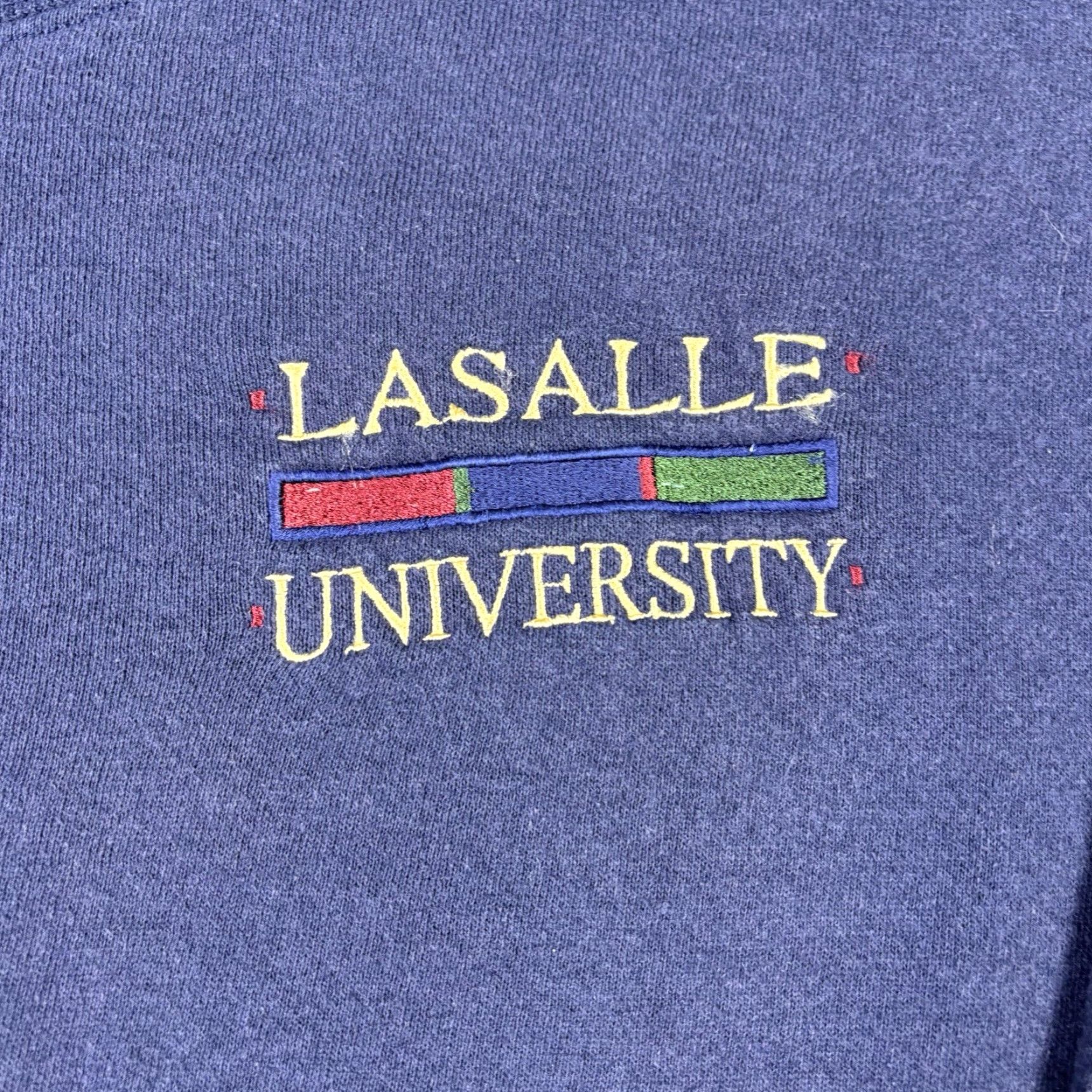 Logo 7 VINTAGE Lasalle University Embroidered Logo Pullover Crewneck Sweatshirt L Blue 90s Mens Sweatshirt Size US L / EU 52-54 / 3 - 4 Thumbnail