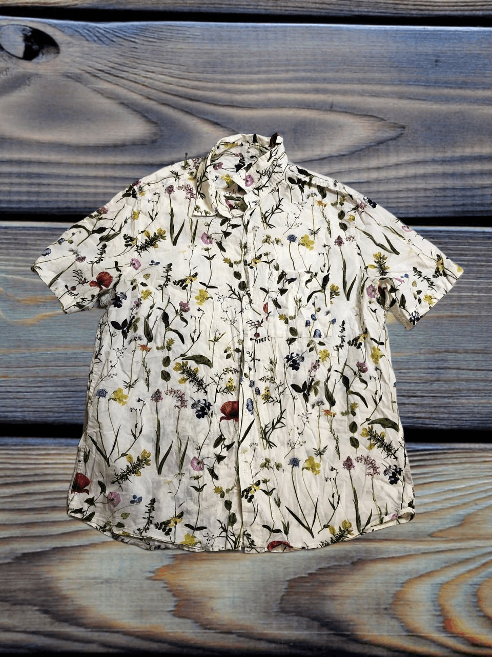 H&M H&M Multicolor Floral Button Down Polo Shirt Size L / US 10 / IT 46 - 1 Thumbnail