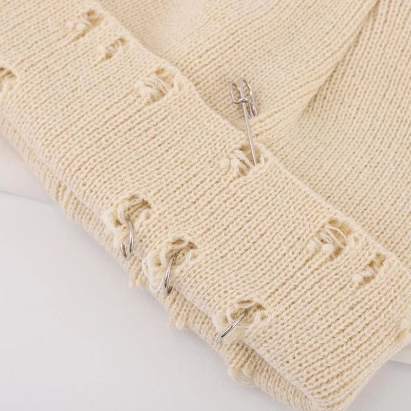 Other Distressed Beige Beanie Size ONE SIZE - 2 Thumbnail