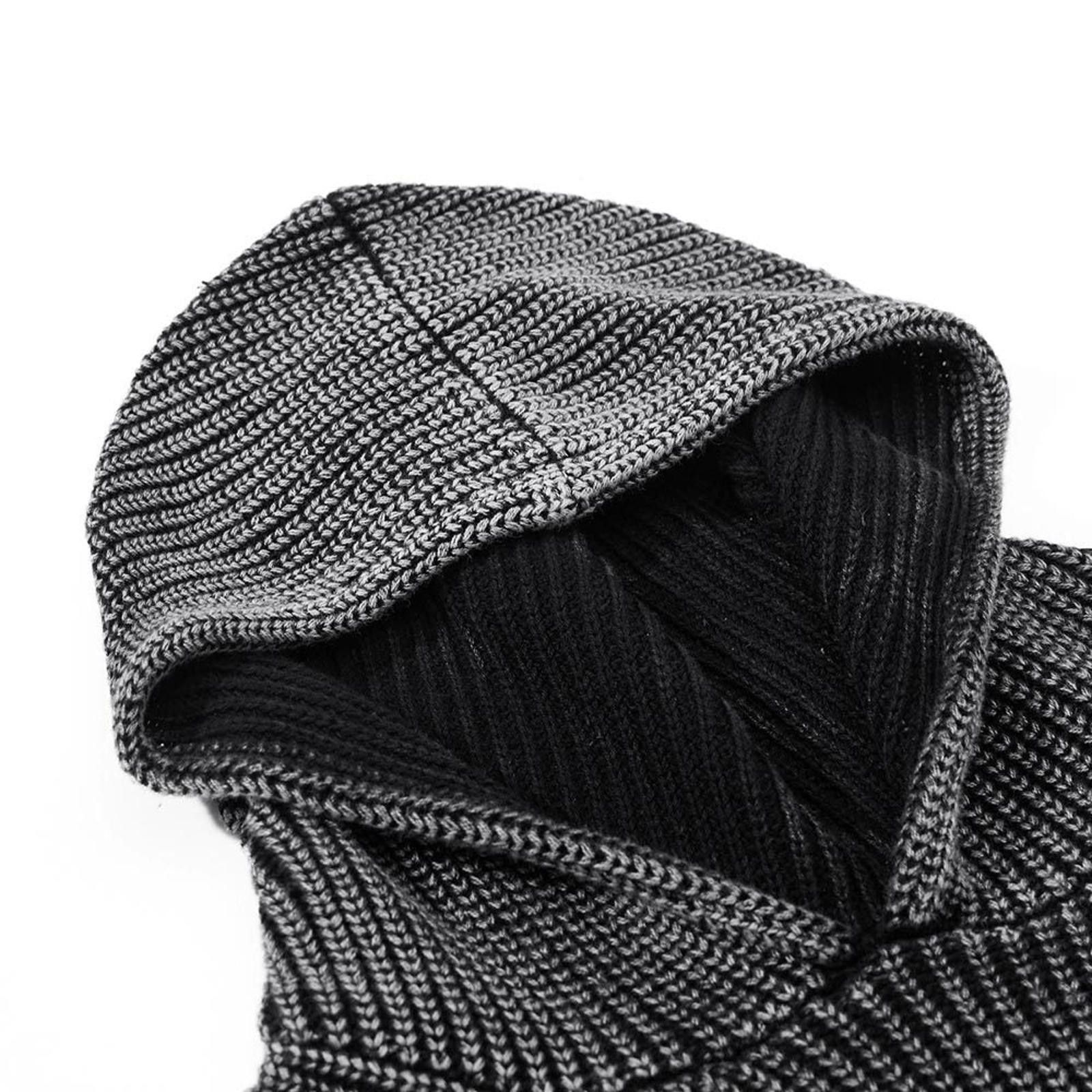 Japanese Brand Gray Ribbed Knit Hoodie Sweater, Casual Men's Pullover Size US M / EU 48-50 / 2 - 3 Thumbnail