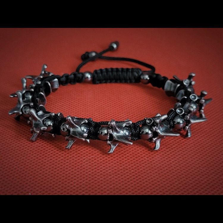 Other gothic vertebrae hematite beaded cord bracelet Size ONE SIZE - 2 Thumbnail