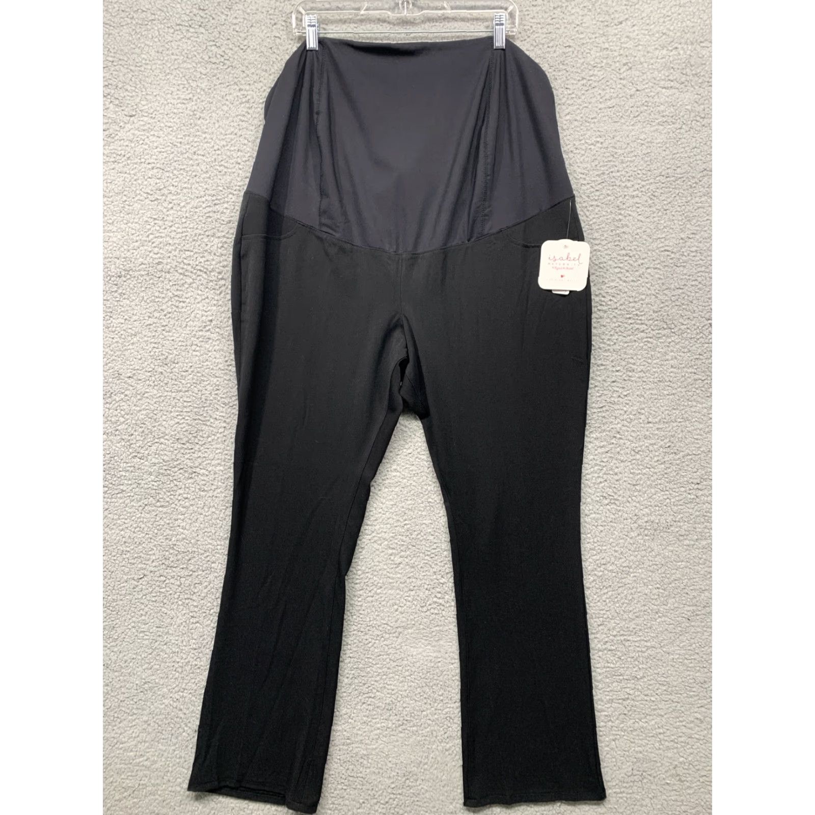Vintage Isabel Maternity Pants Size 18 Black NWT Crossover Panel Lower Back Support Bootcut Stretch Inseam 33.5 in Polyester Blend Cotton Blend Size 40" / US 18 - 2 Thumbnail