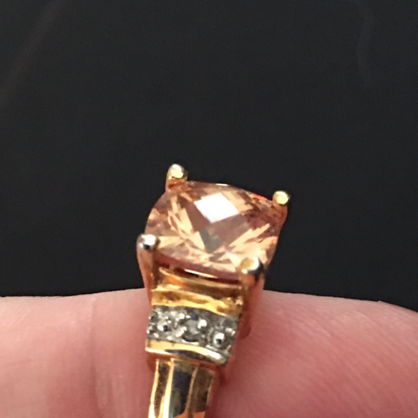 Jewelry Champagne square CZ 4 prong setting ring Size ONE SIZE - 5 Thumbnail
