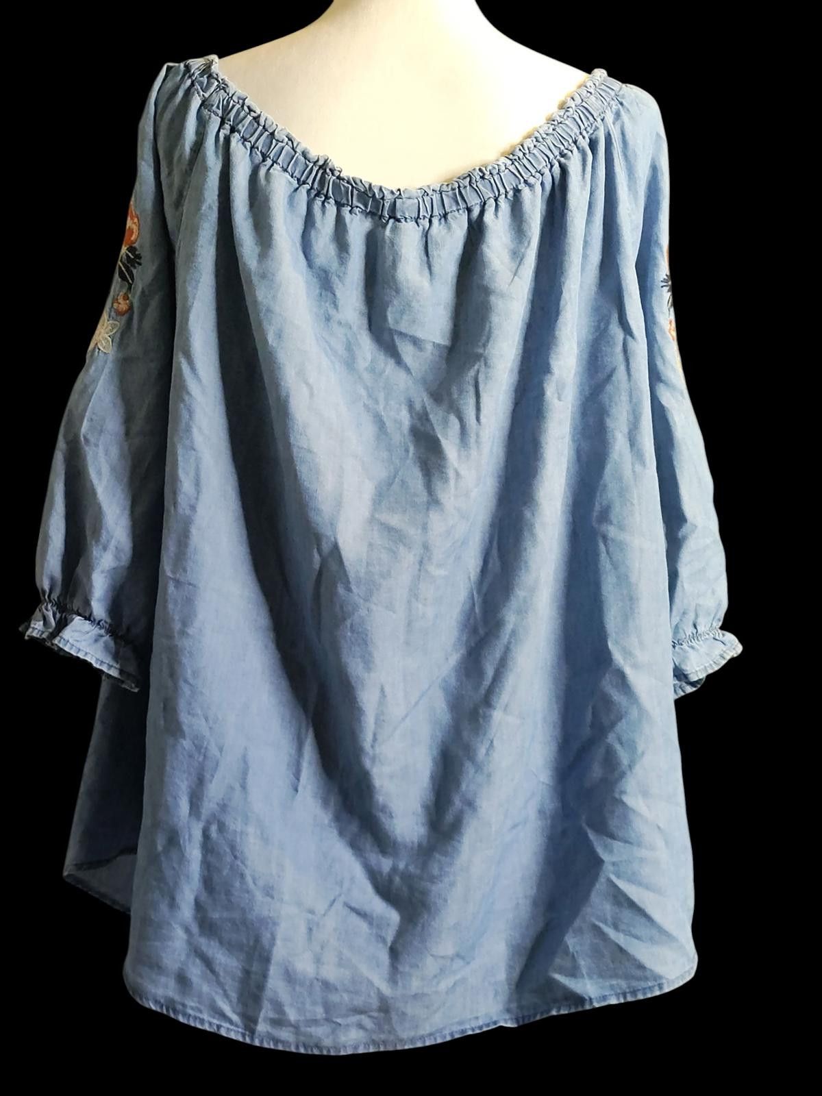 Other Westport Blue Embroidered Off-Shoulder Blouse Size XXL / US 16-18 / IT 52-54 - 7 Thumbnail