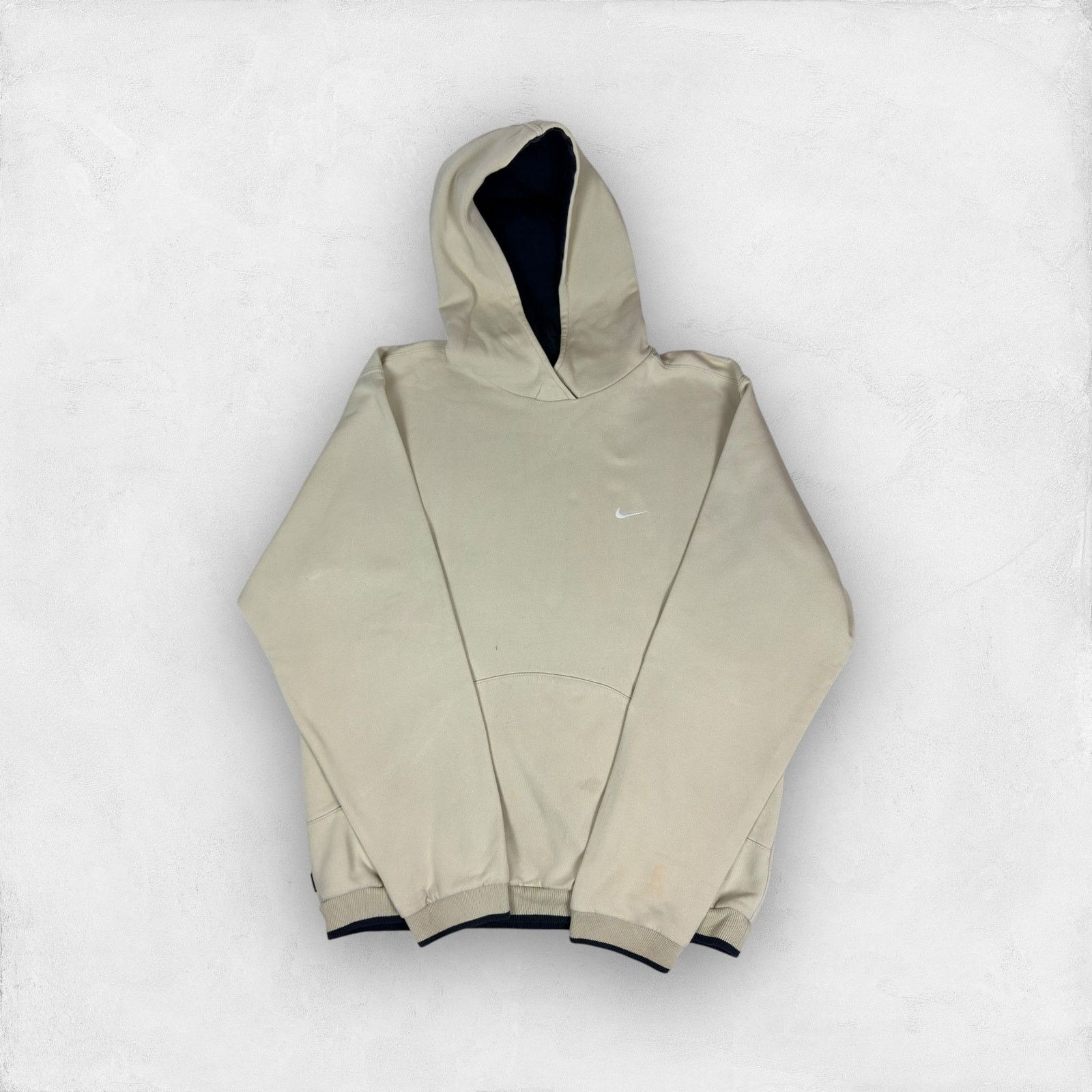 Nike × Vintage Nike Men's Ivory Swoosh Terry Fleece Pullover Hoodie Medium Size US M / EU 48-50 / 2 - 1 Thumbnail