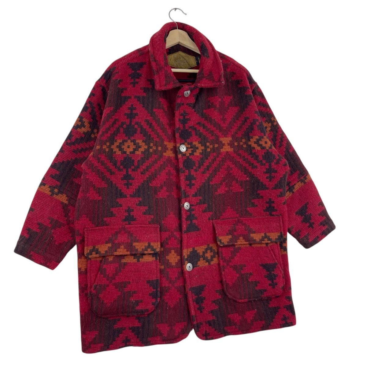 Vintage × Woolrich Woolen Mills 1980 Aztec Native wool Blanket Jacket Size US L / EU 52-54 / 3 - 5 Thumbnail