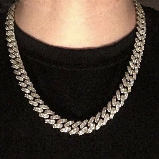 Jewelry Gold Chain Diamond Miami Cuban Link 22in 12mm Necklace Size ONE SIZE - 4 Thumbnail