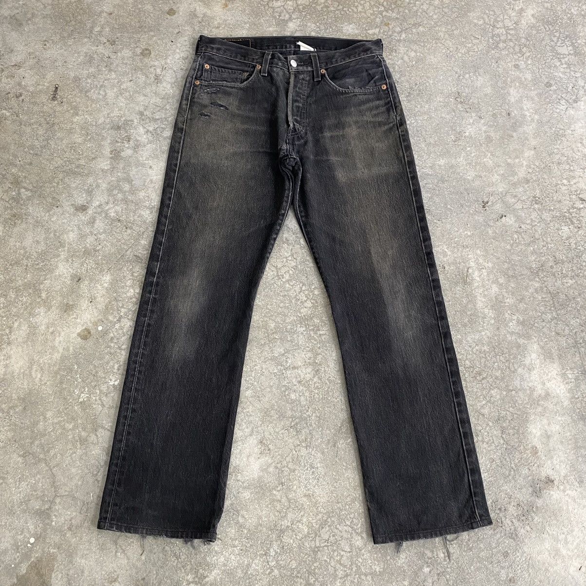 image of Distressed Denim x Levis Size 31X29.5 VTG Levi’S 501 Faded Black Ripped Denim Jeans, Men's