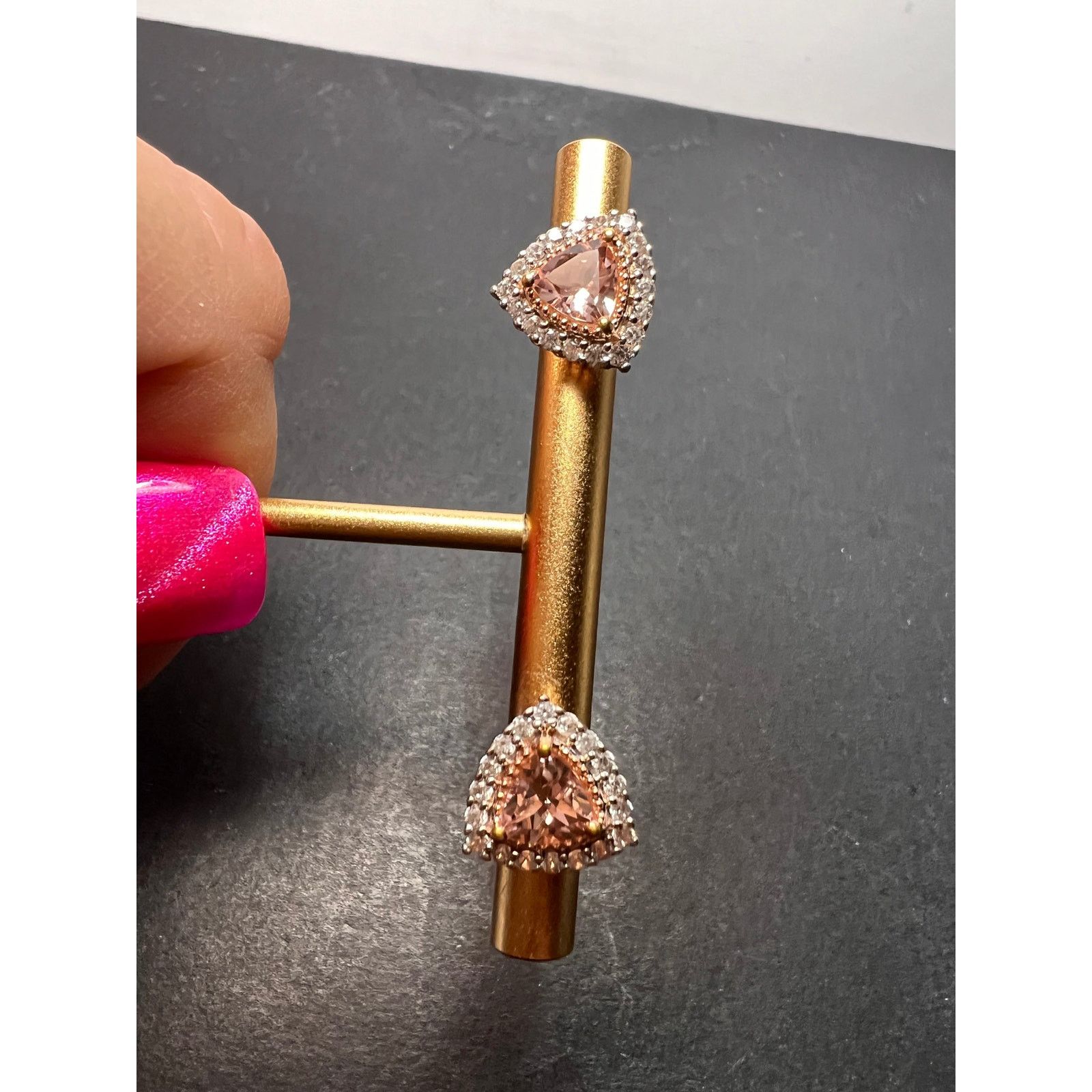 Other Morganite and zircon rose gold over sterling stud earrings Size ONE SIZE - 6 Thumbnail