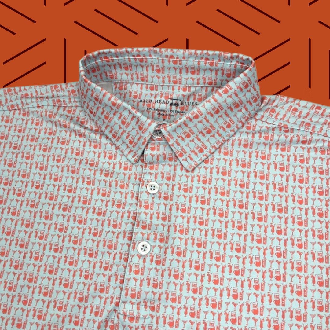 Vintage Bald Head Blues Polo Shirt Mens L Blue Martini Cocktail Alcohol Print Golf Prep Shirt Mens L Blue Martini Cocktail Alcohol Print Polo Size US L / EU 52-54 / 3 - 1 Thumbnail