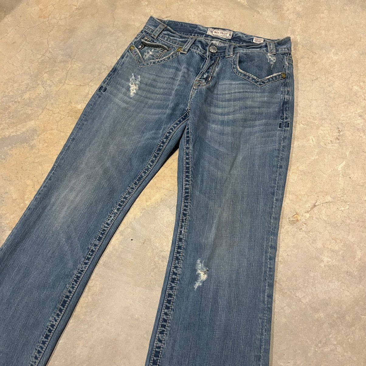 Mek Denim Vintage Y2K Mek Denim Bootcut Distressed Faded Jeans Cyber Size US 32 / EU 48 - 7 Thumbnail