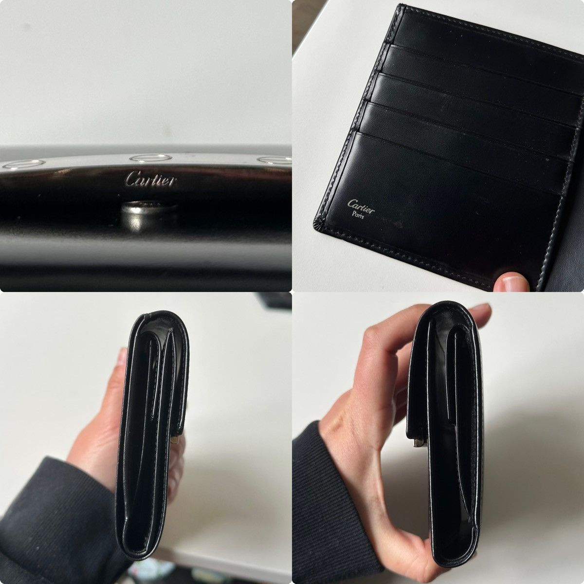 Cartier Cartier Love Collection Leather Trifold Wallet Black Compact Size ONE SIZE - 8 Thumbnail