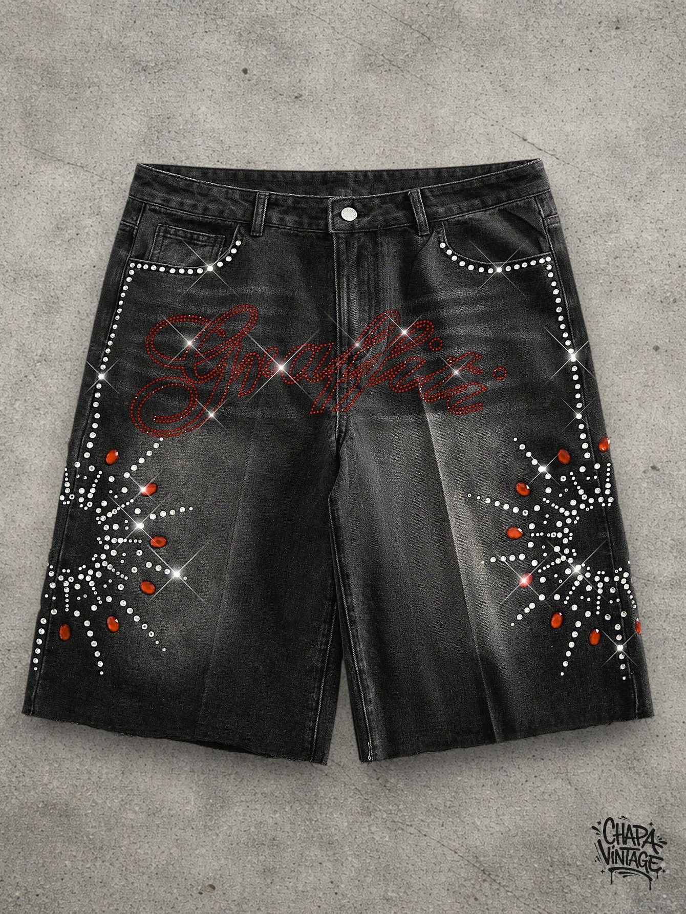 Japanese Brand Rhinestone washed shorts Size US 32 / EU 48 - 1 Thumbnail