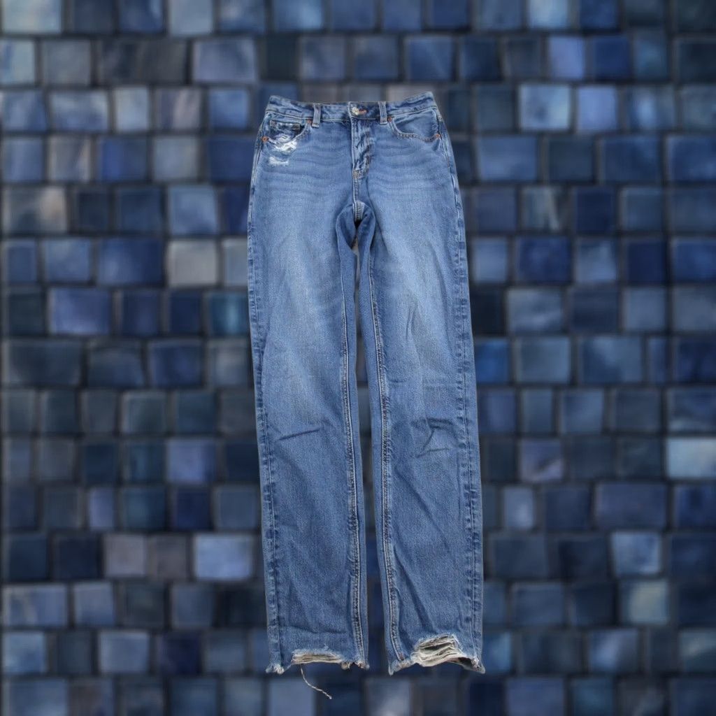 American Eagle Outfitters American Eagle Outfitters Jeans Shown Distressed Stretch Mom Regular 0 Long Blue Denim 5-Pocket Womens Size 25" / US 0 / IT 36 - 1 Thumbnail