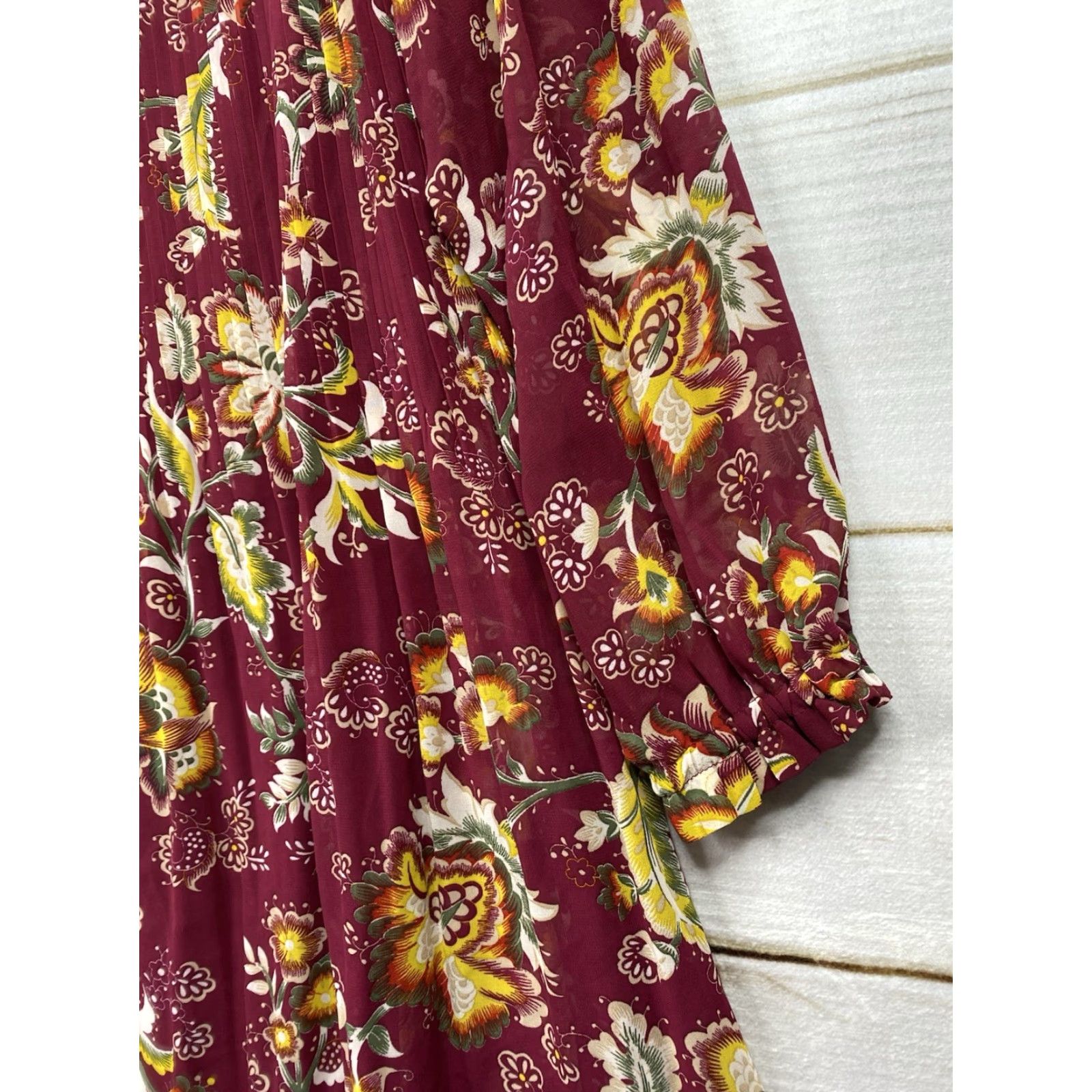 Vintage VINTAGE Time & Tru Dress XL 16/18 Burgundy Keyhole Floral Boho Hippie Lightweight Flowy Size XL / US 12-14 / IT 48-50 - 3 Thumbnail
