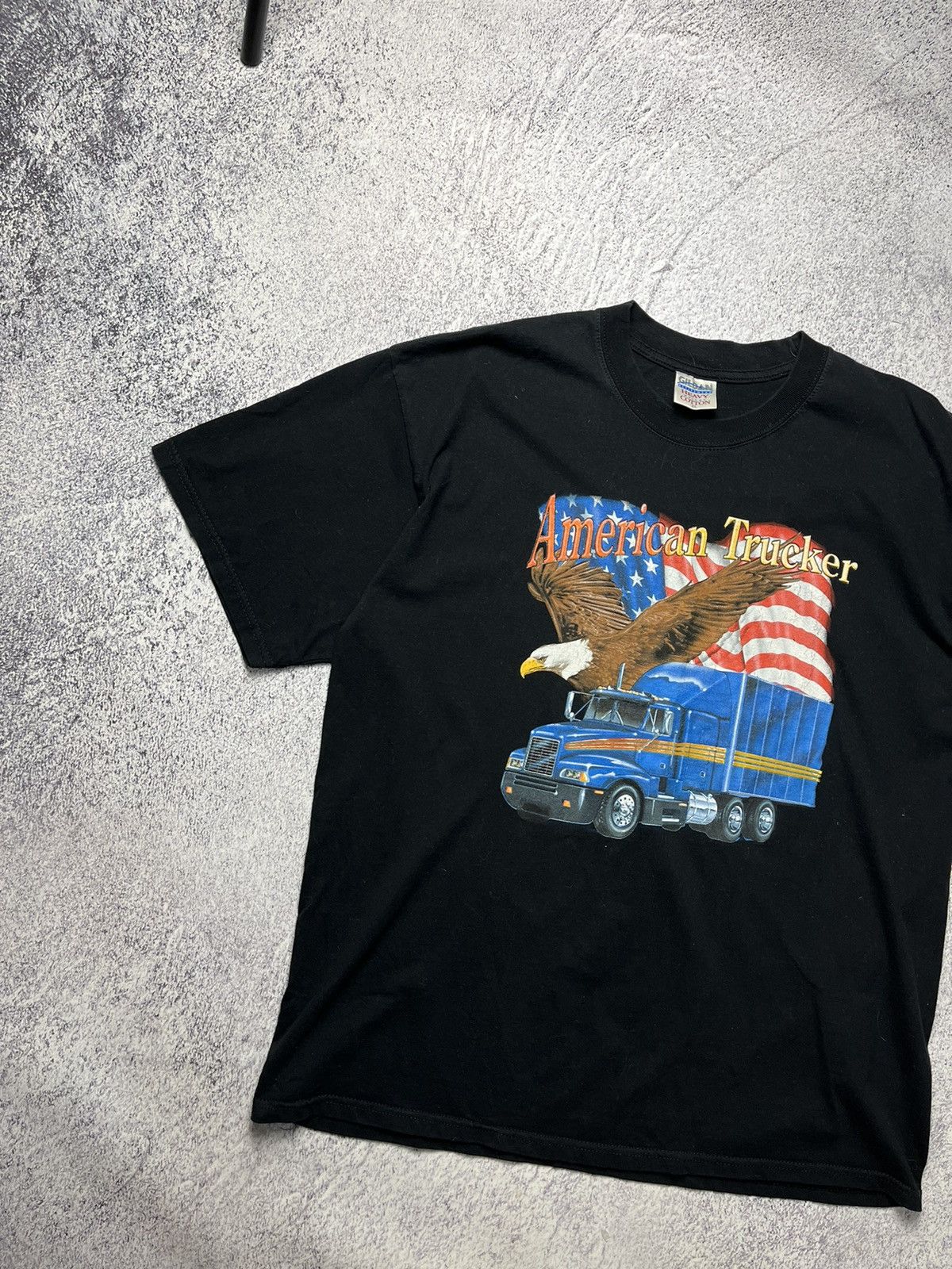 Gildan Vintage American Trucker T-Shirt 90s Flag Trucking Size US XL / EU 56 / 4 - 2 Thumbnail