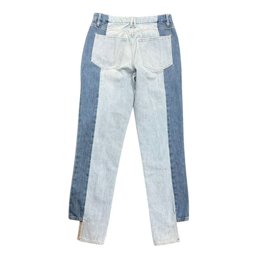 Good American Two Tone Step Hem High Waist Boyfriend Jeans