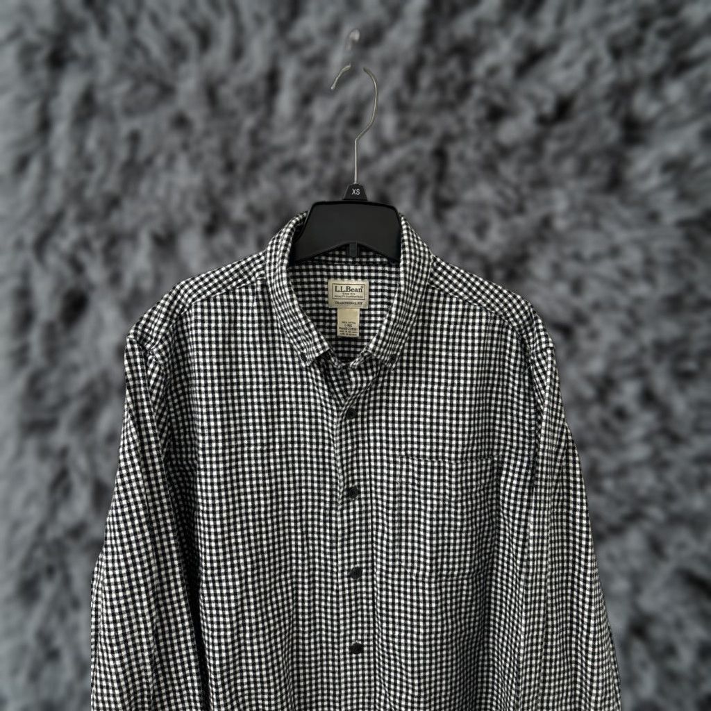 Vintage LL Bean Shirt Mens Large Black White Scotch Plaid Flannel Traditional Fit 228061 Size US L / EU 52-54 / 3 - 1 Thumbnail