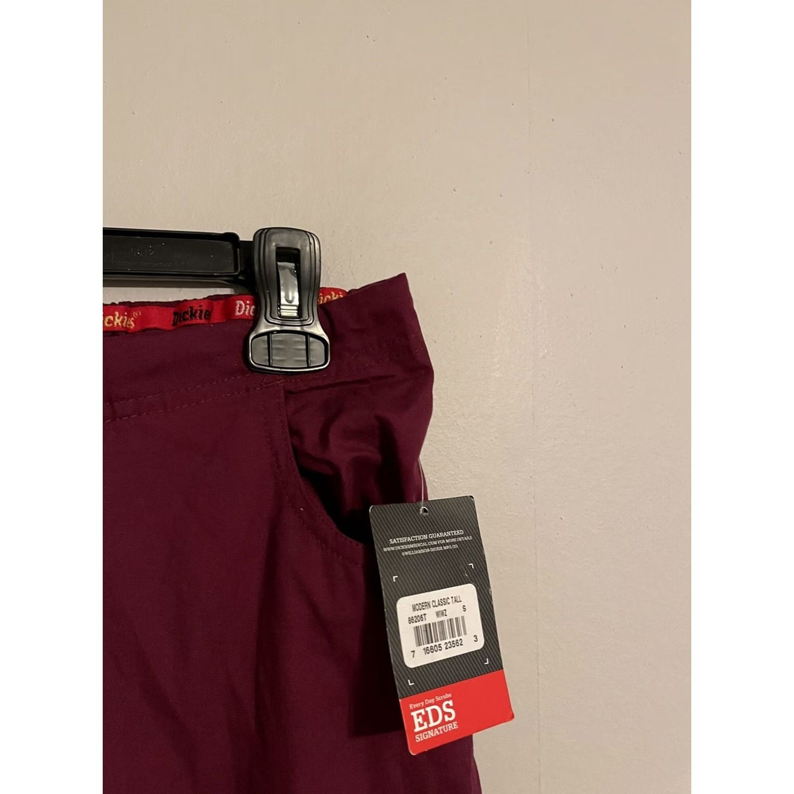 Dickies Dickies Women's Cargo Pant Wine Scrubs S Tall Mid Rise Drawstring 86206T Size 28" / US 6 / IT 42 - 3 Thumbnail