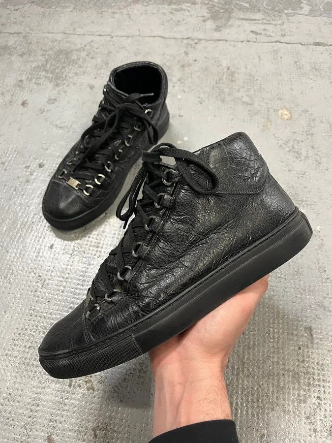 Balenciaga 2000s Balenciaga Arena Grey Leather High-Top Sneakers Size US 8.5 / EU 41-42 - 1 Thumbnail