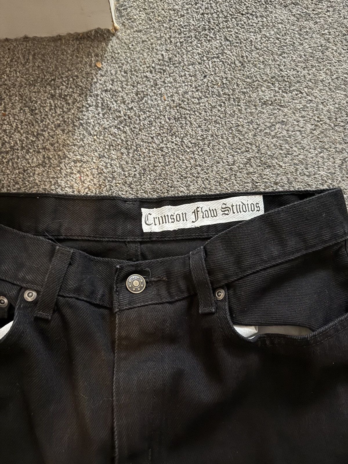 Other Crimson Flow Studios Men's Black Cotton Denim Jeans 30x32 Size US 30 / EU 46 - 1 Thumbnail
