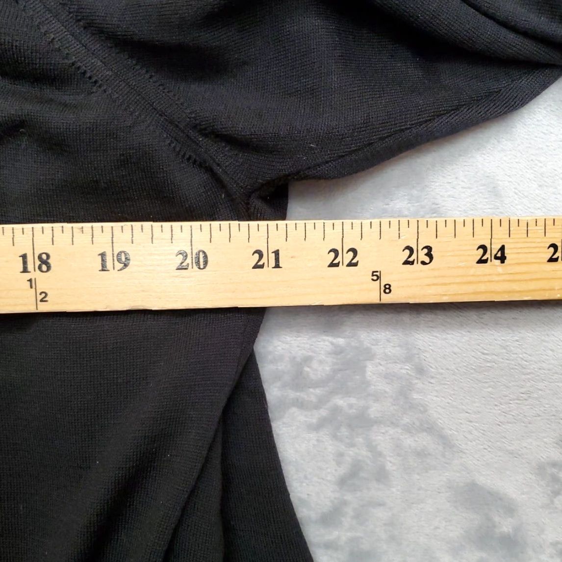 Alfani VINTAGE Alfani Sweater Woman 1X Black 100% Wool Open Front Cardigan Ribbed Minimalist Knit Solid Casual Womens Size XL / US 12-14 / IT 48-50 - 3 Thumbnail