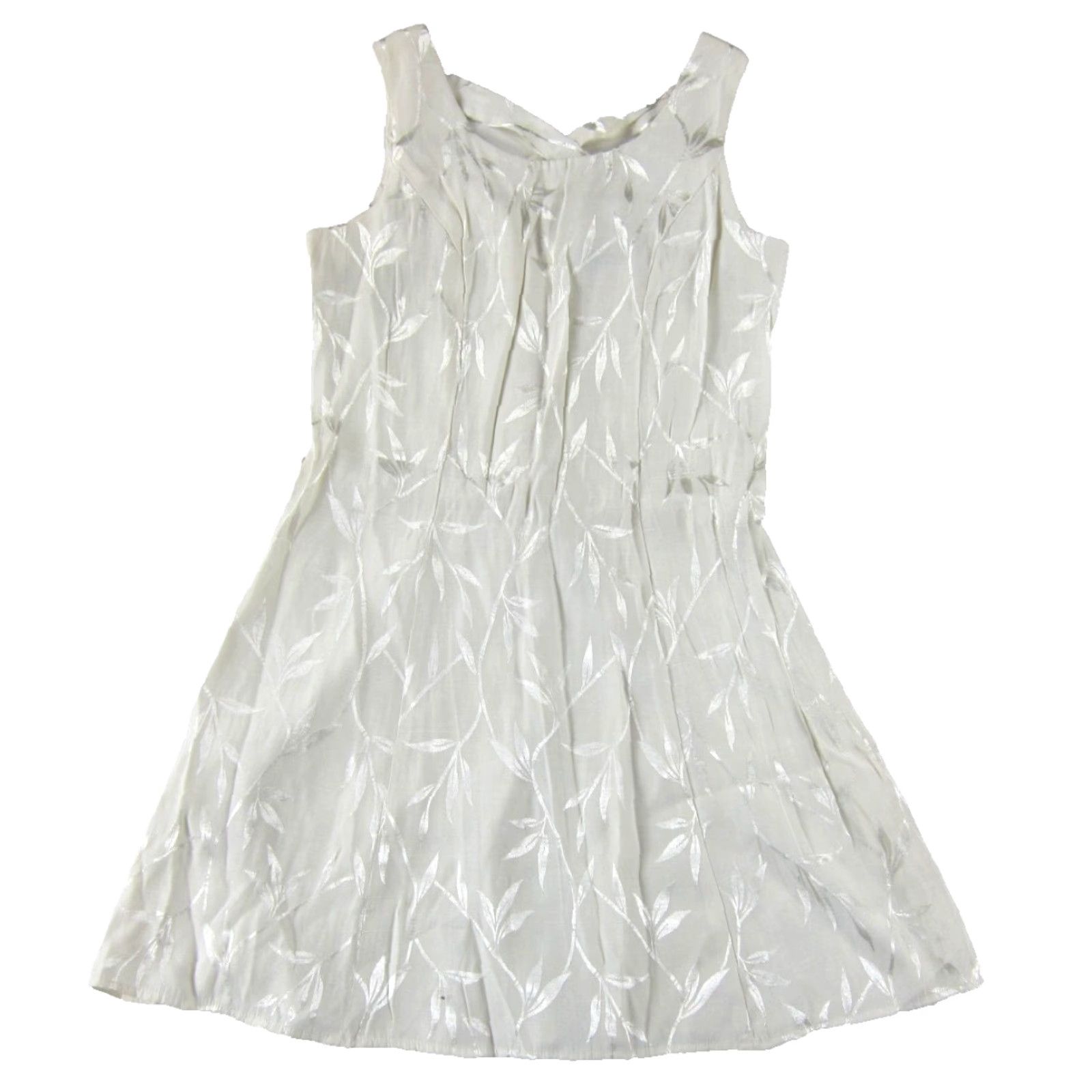 Vintage VINTAGE DBY Ltd. White Floral Shimmer Crisscross Short Tank Sun Dress XS Dress Size 26" / US 2 / IT 38 - 2 Thumbnail