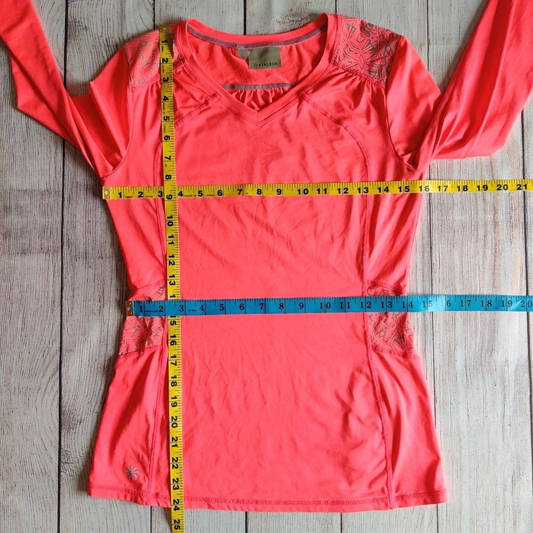 Athleta Athleta v-neck bright coral athletic long sleeve top sz XS Size XS / US 0-2 / IT 36-38 - 6 Thumbnail