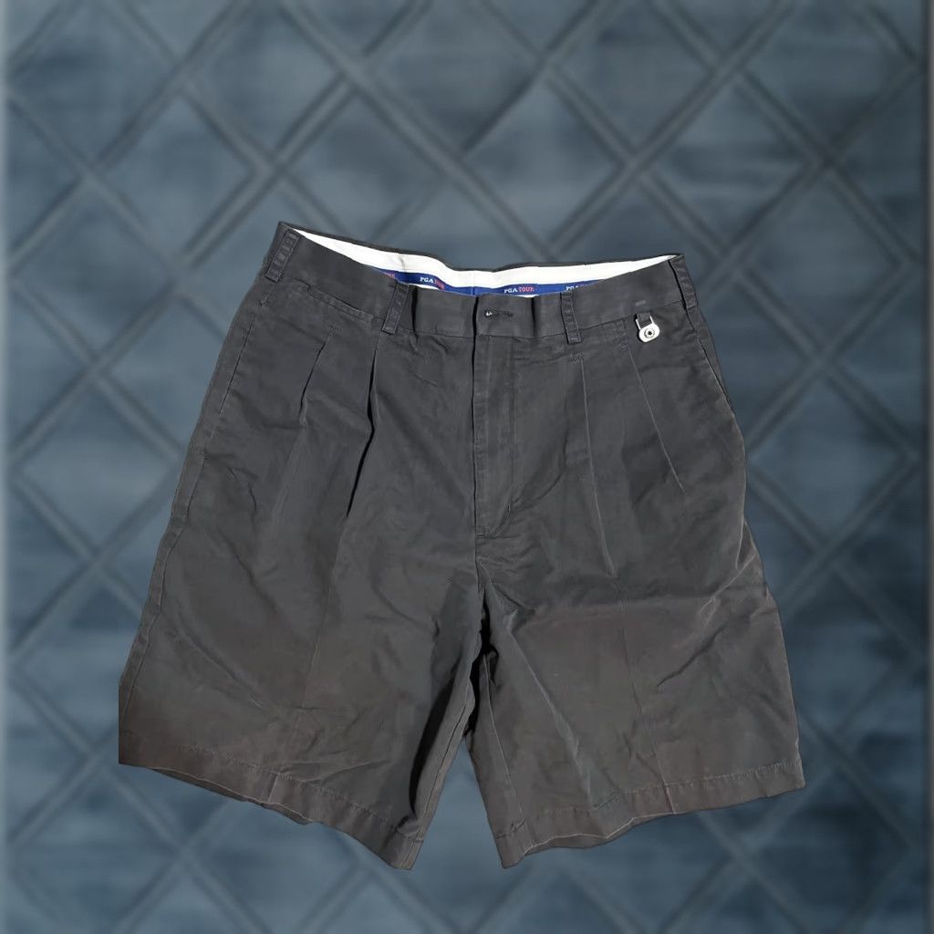 PGA Tour PGA TOUR Shorts Mens Size 34 Black Pleated Chino High Rise Golf Casual Size US 34 / EU 50 - 1 Thumbnail