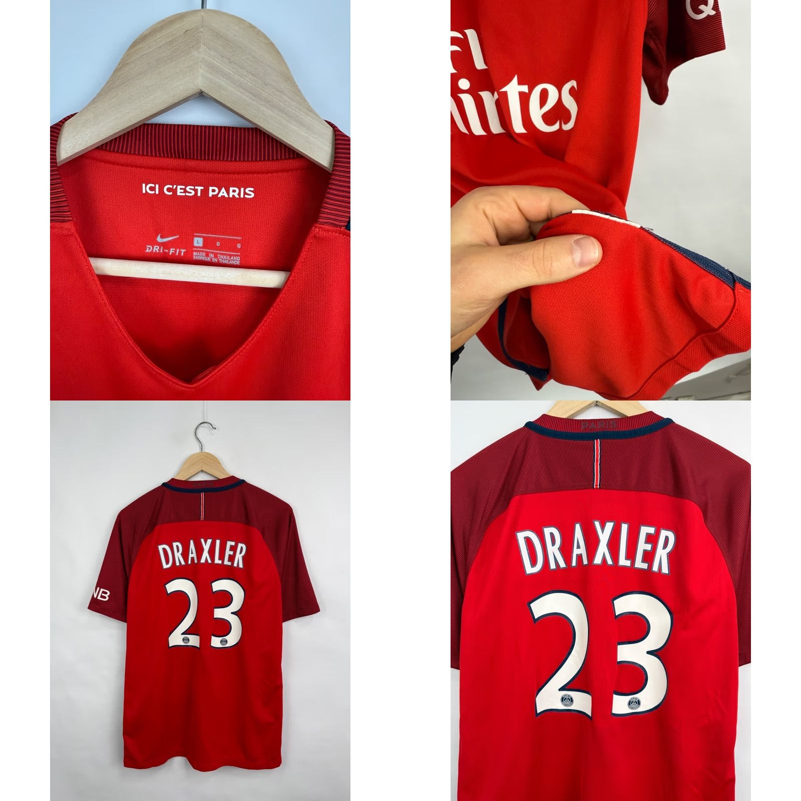 Nike Nike Draxler PSG Paris Saint Germain 2016 Soccer Jersey T-Shirt L Red Mens Size US L / EU 52-54 / 3 - 8 Thumbnail