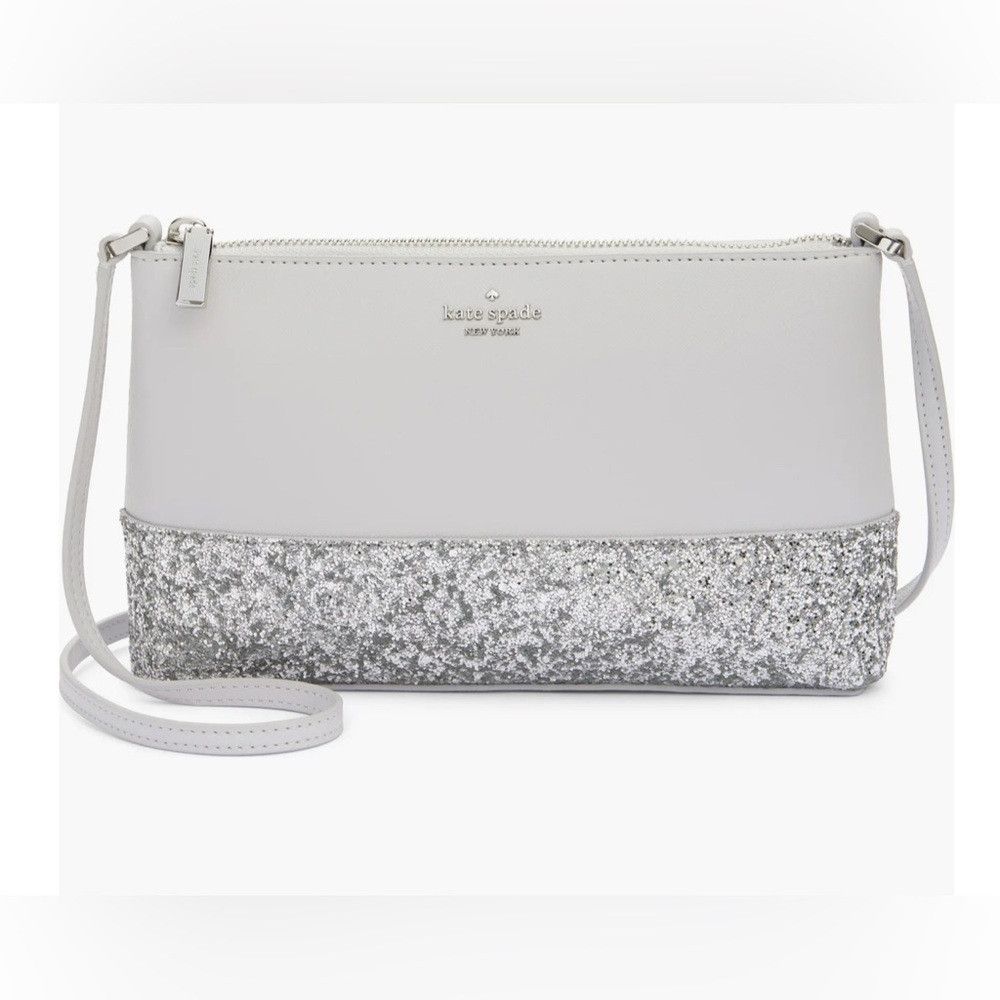 Kate Spade Kate Spade light gray flash glitter crossbody bag. Zipper c Size ONE SIZE - 1 Thumbnail
