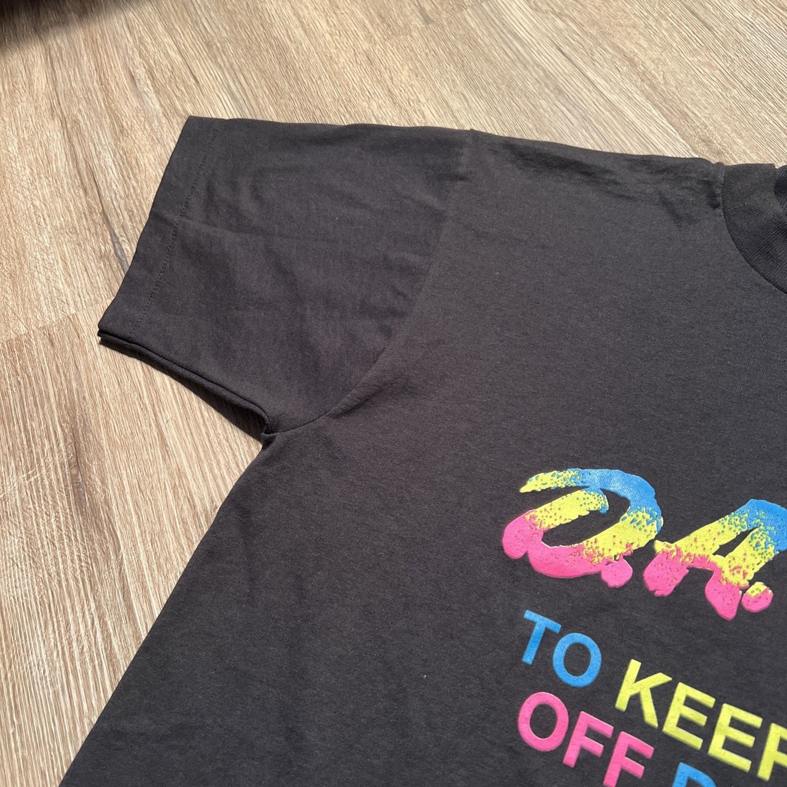 &SONS VTG 80s D.A.R.E. T-Shirt L Neon Rainbow Dare USA Single Size US L / EU 52-54 / 3 - 4 Thumbnail