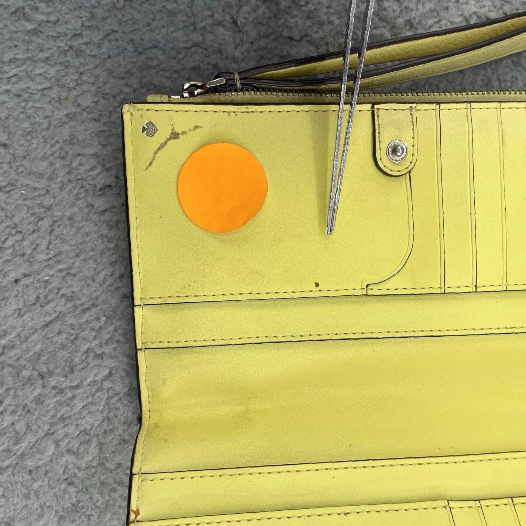 Vintage Kate Spade Wallet Small Women Yellow Pebbble Leather Zip Around Jackson Clutch Divider Boho Size ONE SIZE - 7 Thumbnail