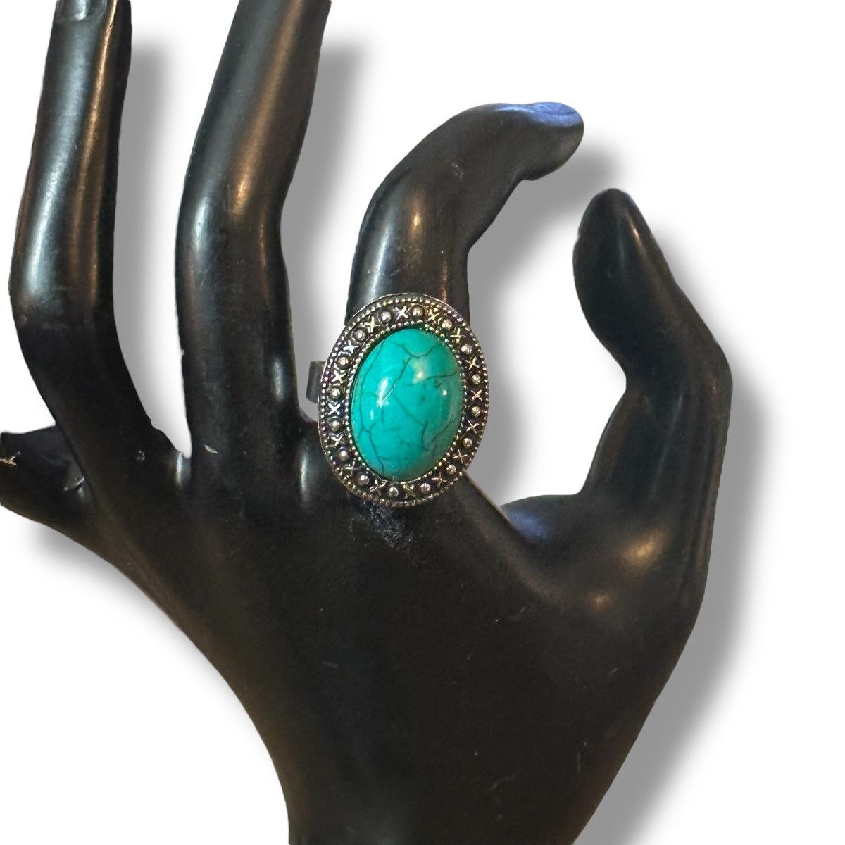 Vintage Vintage faux turquoise statement ring Size ONE SIZE - 2 Thumbnail