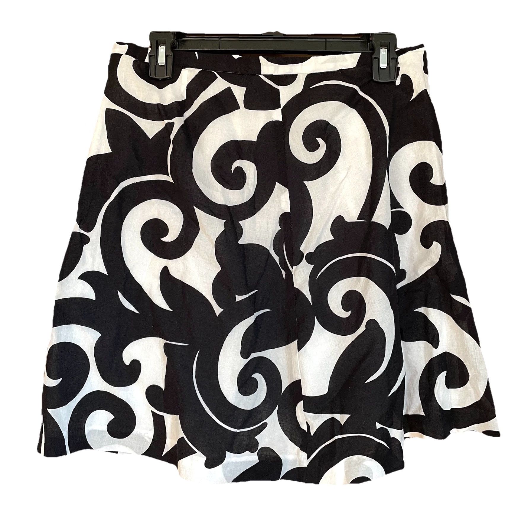 J.Crew J.CREW Black White Scroll Print Swirls Skirt Zip 100% Cotton Lined Size 4 Womens Skirt Above Knee Vintage: No Size 27" / US 4 / IT 40 - 2 Thumbnail