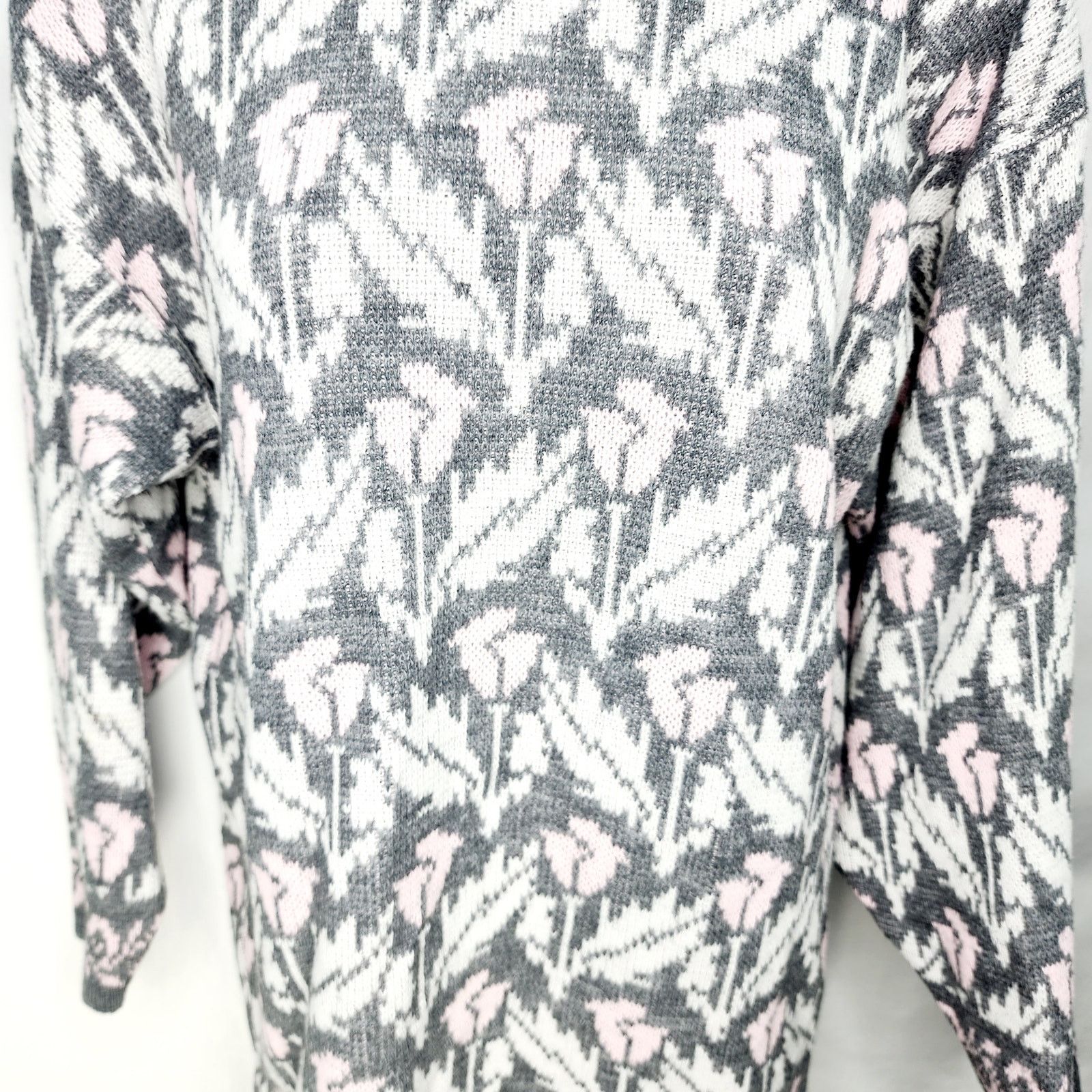 Other Vintage American Pride Acrylic Gray & Pink FlowerSweater M Size M / US 6-8 / IT 42-44 - 5 Thumbnail