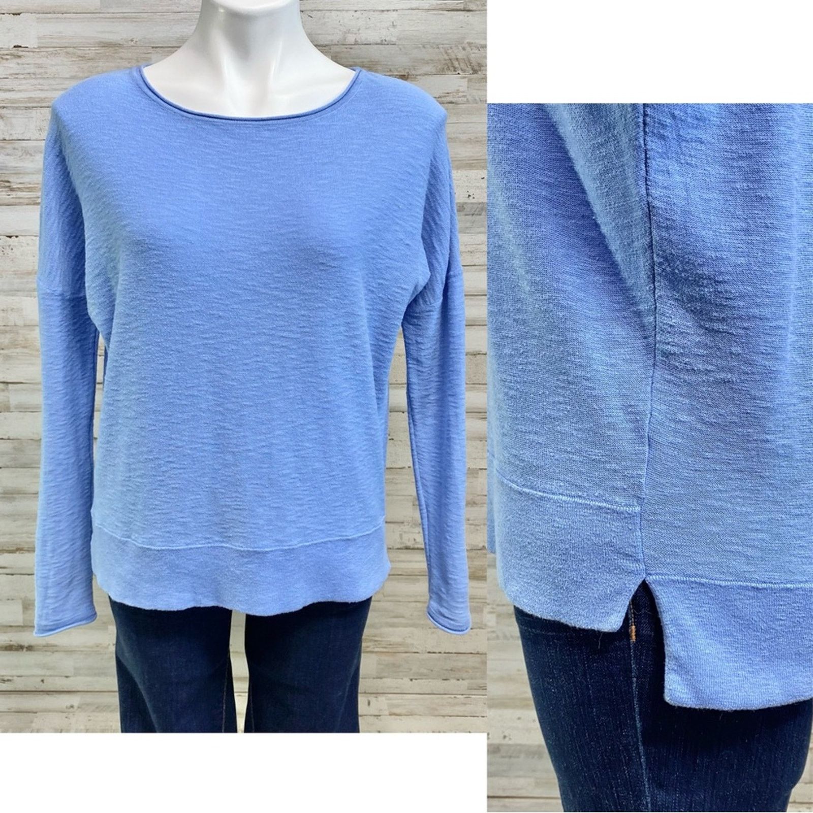 Vince Vince Slub Knit High Low Cotton Top Sz XS Blue Dolman Sleeve Size XS / US 0-2 / IT 36-38 - 1 Thumbnail
