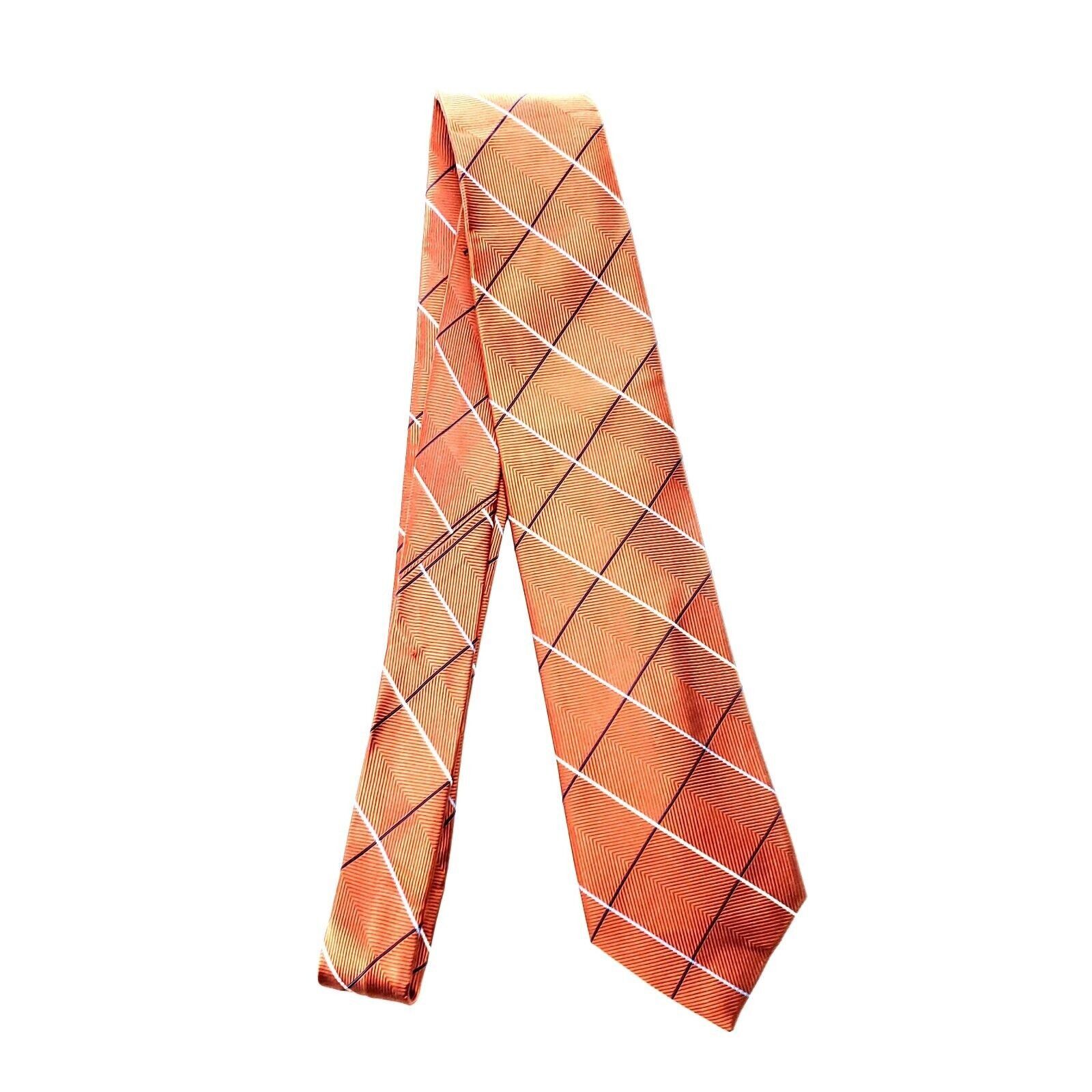 Jos. A. Bank Jos A Bank Silk Tie Woven Orange Plaid Skinny Size ONE SIZE - 6 Thumbnail
