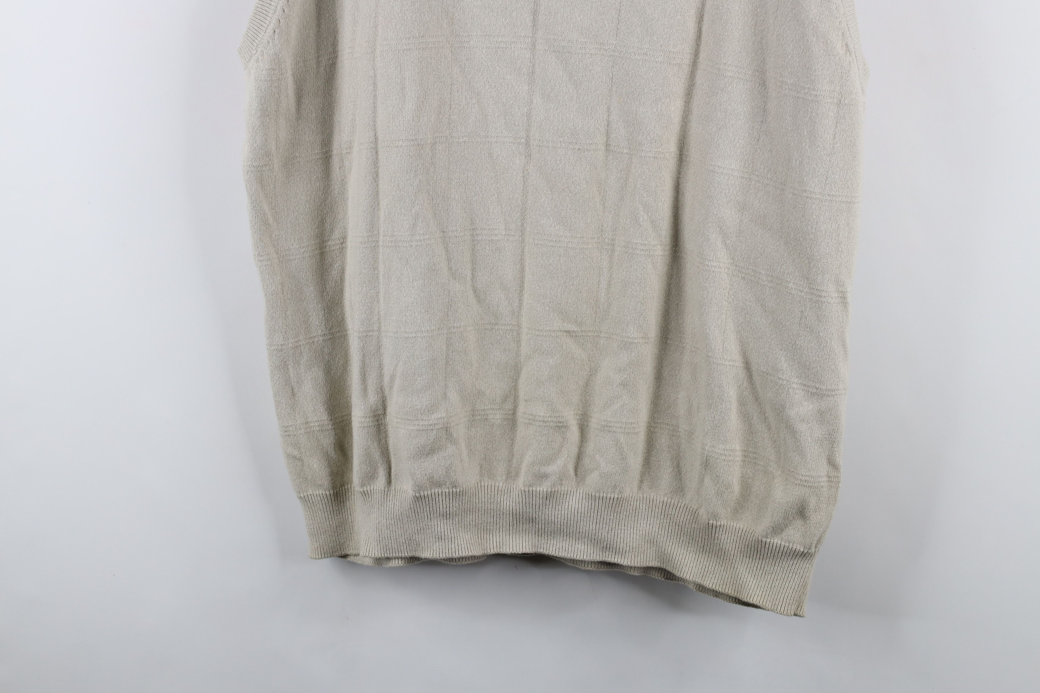 Vintage Vintage 90s Streetwear Cotton Knit V-Neck Sweater Vest Beige Size US XL / EU 56 / 4 - 3 Thumbnail
