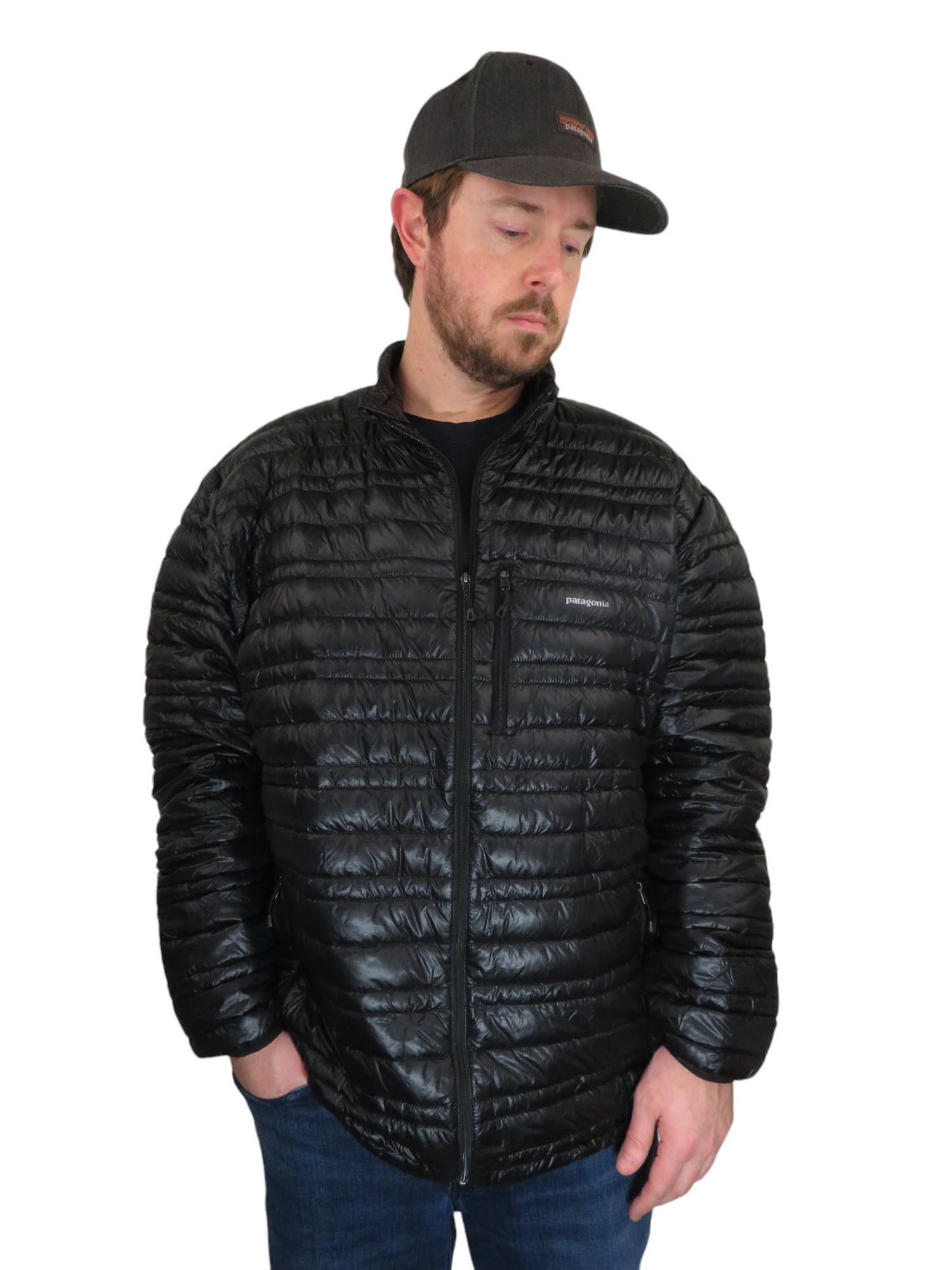 Image of Outdoor Life x Outdoor Style Go Out Patagonia 2013 Shiny Black Ultralight Down Puffer Jacket (Size 