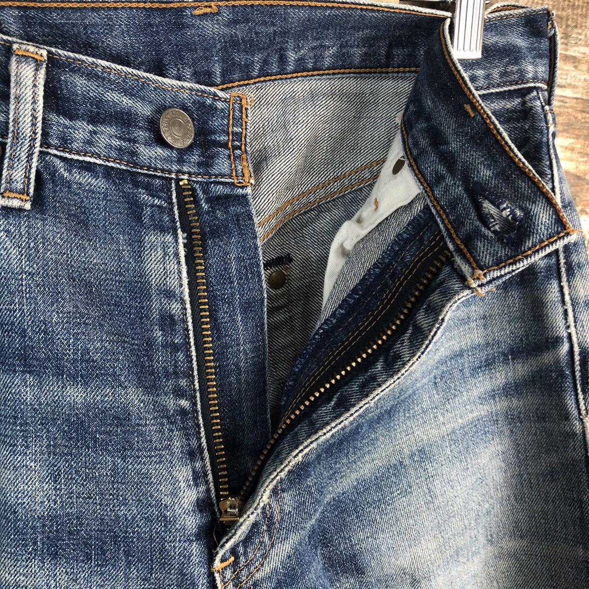 Levi's D Levis 504 Big E selvedge Distressed Denim Pants #A2579 Size US 29 - 12 Thumbnail