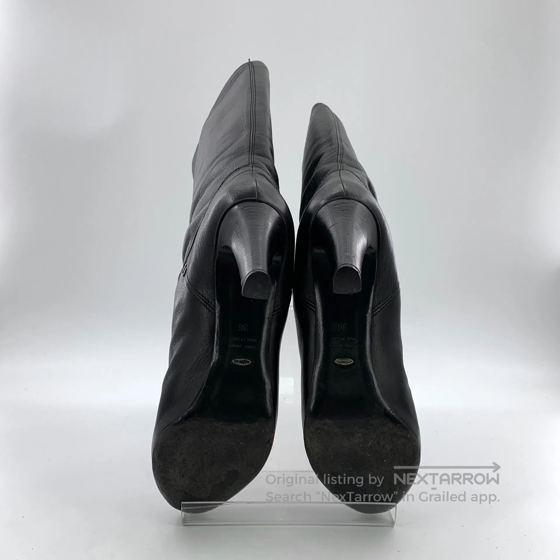 Sergio Rossi Sergio Rossi Black round toe leather fine heel high boots| Size US 5.5 / IT 35.5 - 5 Thumbnail