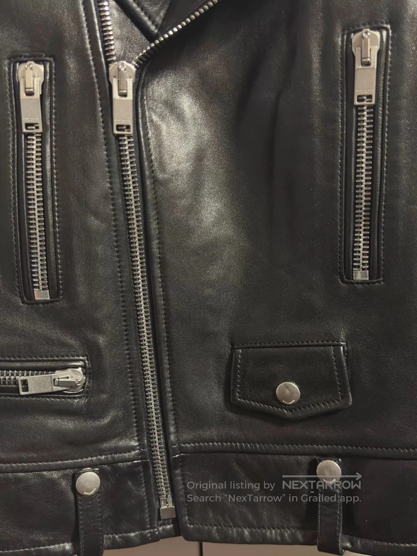 Saint Laurent Paris classic black leather biker jacket for women. Size S / US 4 / IT 40 - 4 Thumbnail