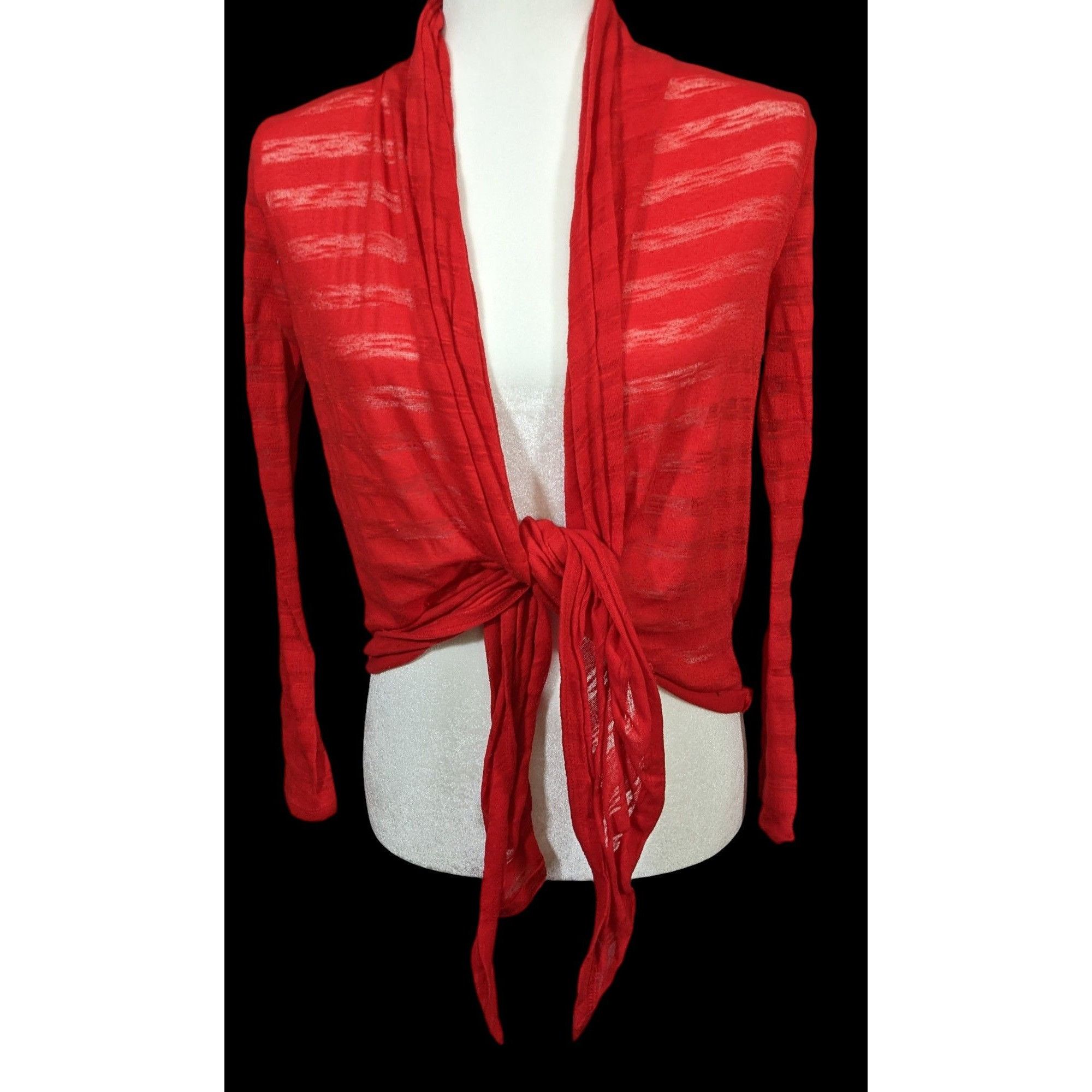 Other Y2K Coquette Crochet Heart Back Red Striped Cardigan Size M / US 6-8 / IT 42-44 - 3 Thumbnail